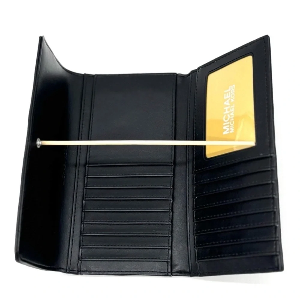 Michael Kors Large Quilted Trifold Wallet Black/Silver